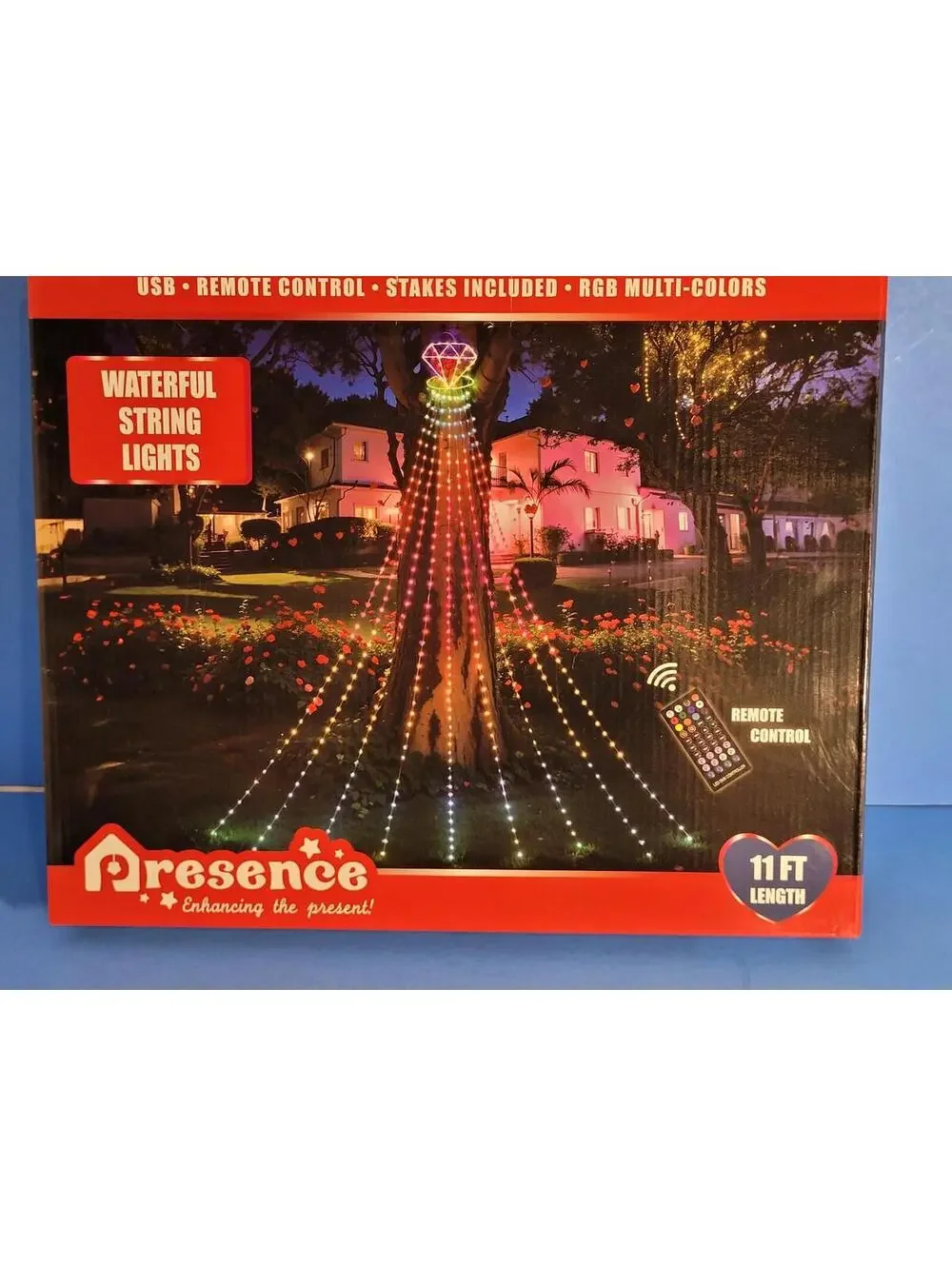 NIB Waterfall string Lights.. 11ft. USB Remote controlled.. Multi Color